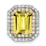 14k Two Tone 5/8 carat Lab Grown Diamond VS/SI+ G+ and Lab Created Yellow Sapphire Complete Chain Slide Pendant