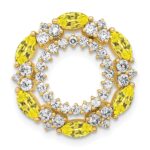 14k 5/8 carat Lab Grown Diamond VS/SI+ G+ and Lab Created Yellow Sapphire Chain Slide Pendant