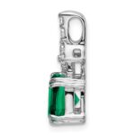 14k White Gold 1/5 carat Lab Grown Diamond VS/SI+ G+ and Lab Created Emerald Complete Pendant - Image 2