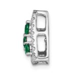 14k White Gold 1/2 carat Lab Grown Diamond VS/SI+ G+ and Lab Created Emerald Triangle Complete Chain Slide Pendant - Image 2
