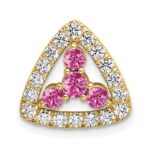 Pure Serenity 14k 3/8 carat Lab Grown Diamond VS/SI+ G+ and Lab Created Pink Sapphire Triangle Pendant