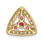 Pure Serenity 14k 3/8 carat Lab Grown Diamond VS/SI+ G+ and Lab Created Pink Sapphire Triangle Pendant - Image 3