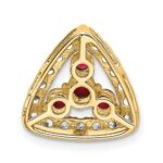 14k 1/2 carat Lab Grown Diamond VS/SI+ G+ and Lab Created Ruby Triangle Complete Chain Slide Pendant - Image 3