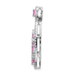 Pure Serenity 14k White Gold 7/8 carat Lab Grown Diamond VS/SI+ G+ and Lab Created Pink Sapphire Teardrop Dangle Pendant - Image 2