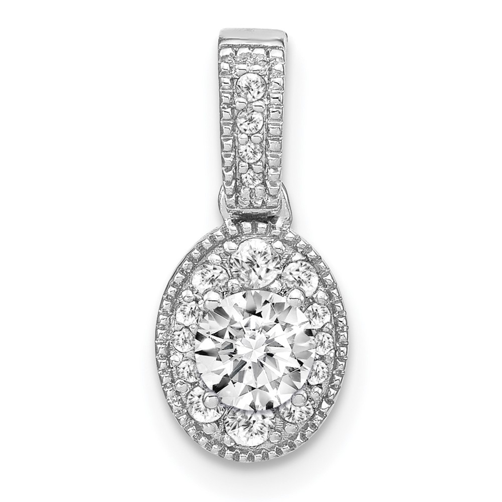 PM7979-050-WAA.jpg 14k White Gold 1/2 carat Lab Grown Diamond VS/S FGH Oval Complete Vintage Pendant - Image 1