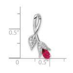14k White Gold Ruby and Diamond Floral Chain Slide - Image 3
