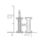 14K White Gold Diamond Letter H Initial Pendant - Image 3