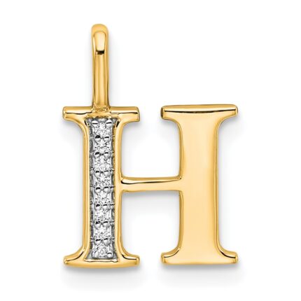 14k Diamond Letter H Initial Pendant