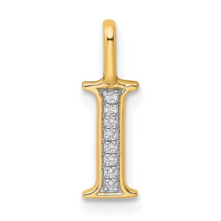 14k Diamond Letter I Initial Pendant