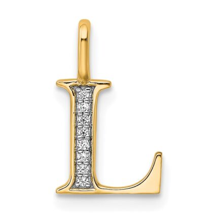 14k Diamond Letter L Initial Pendant