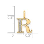 14k Diamond Letter R Initial Pendant - Image 4