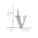 14K White Gold Diamond Letter V Initial Pendant - Image 3