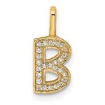 14K  Gold Diamond Letter B Initial Pendant