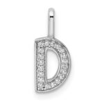 14K White Gold Diamond Letter D Initial Pendant