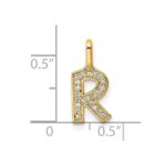14K  Gold Diamond Letter R Initial Pendant - Image 4
