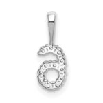 14k White Gold Diamond Number 6 Pendant - Image 4