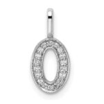 14k White Gold Diamond Number 0 Pendant