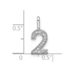 14k White Gold Diamond Number 2 Pendant - Image 3