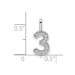 14k White Gold Diamond Number 3 Pendant - Image 3