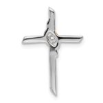 10K Two-tone White & Rose Diamond Cross Chain Slide - Image 3