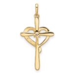 14k Rose Gold Diamond Cross with Heart Pendant - Image 4