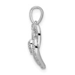 14k White Gold Polished Intertwined Hearts Diamond Pendant - Image 2