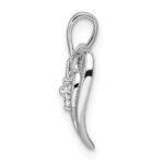 14k White Gold Polished Two Hearts Diamond Pendant - Image 2