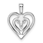 14k White Gold Polished Two Hearts Diamond Pendant - Image 4