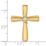 14k Polished 1/6 carat Diamond Cross Chain Slide - Image 4