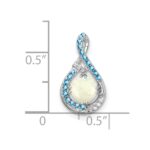 14k White Gold Blue Topaz/Opal/Diamond Chain Slide - Image 3