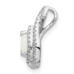 14k White Gold Polished Pear Opal and Diamond Chain Slide - Image 2