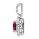 14k White Gold 1/4 carat Lab Grown Diamond VS/SI+ G+ July Birthstone Lab Created Ruby Halo Pendant - Image 2