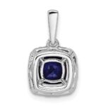 14k White Gold 1/4 carat Lab Grown Diamond VS/SI+ G+ September Birthstone Lab Created Blue Sapphire Halo Pendant - Image 3