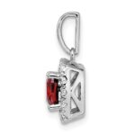 14k White Gold 1/4 carat Lab Grown Diamond VS/SI+ G+ January Birthstone Garnet Halo Pendant - Image 2