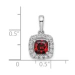 14k White Gold 1/4 carat Lab Grown Diamond VS/SI+ G+ January Birthstone Garnet Halo Pendant - Image 4