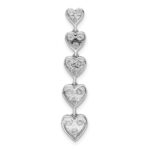 14k White Gold 1 carat Lab Grown Diamond VS/SI+ G+ Complete Five Heart Bar Chain Slide Pendant - Image 3