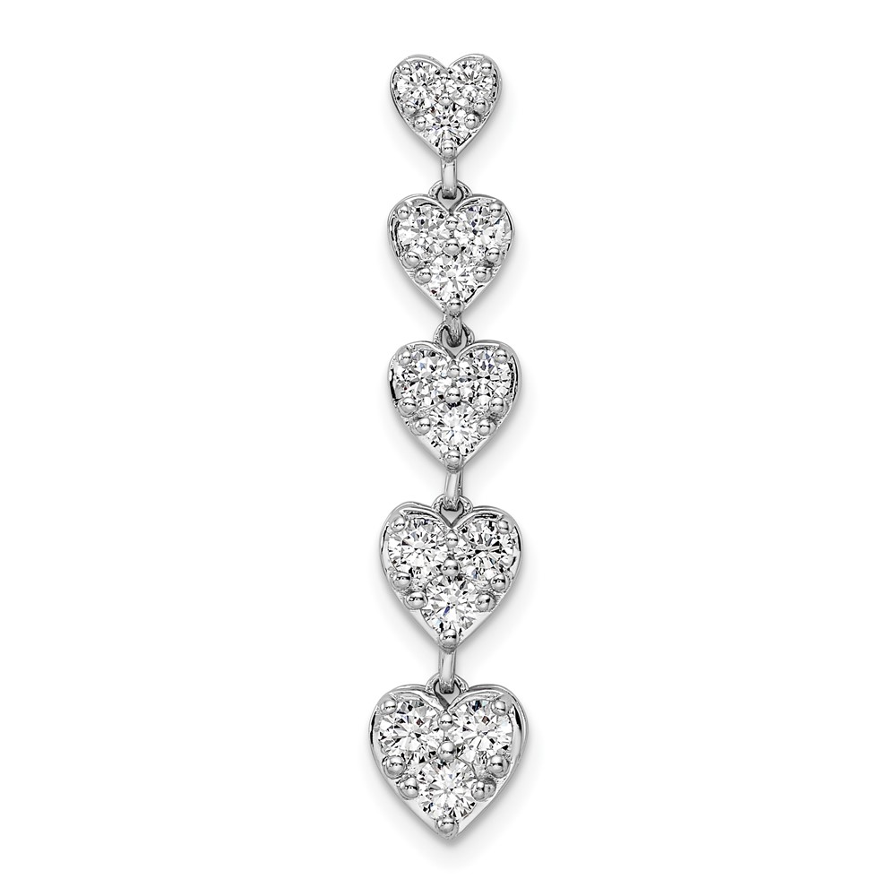PM9138-100-WAA.jpg 14k White Gold 1 carat Lab Grown Diamond VS/SI+ G+ Complete Five Heart Bar Chain Slide Pendant - Image 1