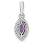 14k White Gold 1/10 carat Lab Grown Diamond VS/SI+ G+ and Amethyst February Birthstone Pendant - Image 3