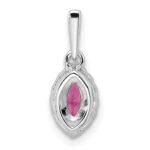 14k White Gold 1/10 carat Lab Grown Diamond VS/SI+ G+ and Lab Created Pink Sapphire October Birthstone Pendant - Image 3