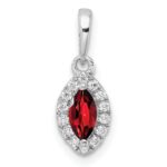 14k White Gold 1/10 carat Lab Grown Diamond VS/SI+ G+ and Garnet January Birthstone Pendant
