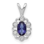 14k White Gold 1/10 carat Lab Grown Diamond VS/SI+ G+ and Lab Created Blue Sapphire Pendant