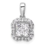 14k White Gold 3/8 carat Lab Grown Diamond VS/SI+ G+ Square Halo Pendant