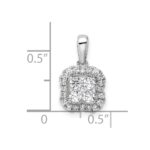 14k White Gold 3/8 carat Lab Grown Diamond VS/SI+ G+ Square Halo Pendant - Image 4
