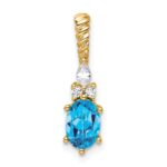 14K Diamond and 7x5 Oval December/Blue Topaz Twisted Chain Slide