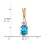 14K Diamond and 7x5 Oval December/Blue Topaz Twisted Chain Slide - Image 4