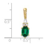 14K Diamond and 7x5 Oval May/Lab Created Emerald Twisted Chain Slide - Image 4