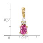 14K Diamond and 7x5 Oval October/Lab Created Pink Sapphire Twisted Chain Slide - Image 4