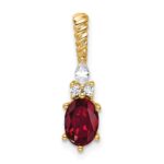 14K Diamond and 7x5 Oval July/Lab Created Ruby Twisted Chain Slide