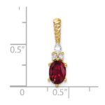 14K Diamond and 7x5 Oval July/Lab Created Ruby Twisted Chain Slide - Image 4