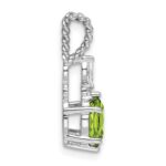 14K White Gold Diamond and 7x5 Oval August/Peridot Twisted Chain Slide - Image 2